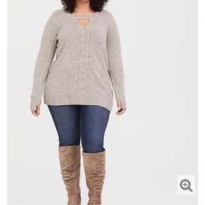 Torrid Oatmeal Cable Knit Keyhole Sweater 🍁🍂